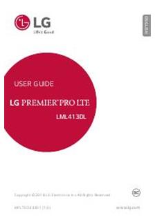 LG Premier Pro LTE LML 413 DL manual. Tablet Instructions.